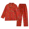 Abbigliamento da casa 2024 Cotton primavera femminile e pajama autunno Flip Collar Flower Flower Long Furning Dwrenishing Ladies