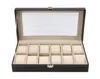 12 emplacements Grid Pu Leather Watch Box Boîte de rangement de bijoux Organisateur Boître à surveillance verrouillée Casquet d'affichage avec couleur noire8022300