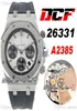 DCF 26331 CAL A2385 Automatyczne chronograf męskie obserwuj białe teksturowane markery tarcza panda czarna gumowa super edycja PTPA Puret5356983