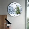 Wanduhren Schneeszene Weihnachtsbaumküche rund Desktop Digitale Uhr Nicht-Ticking Creative Childrens Room Watch