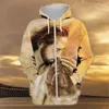 Hoodies masculins HX Fashion Jesus Chow Zip 3D Graphic Animal Dog Pullover Tops Tops Pulls Pillurs Casual Sportswear