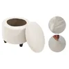 Chair Covers 2PCS Jacquard Round Ottoman Cover Dustproof Stretch Storage Slipcover Full Removable Footstool Protector Cove