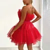 Robe tulle femmes courte robe de bal gonflée en maille sans bretelles d'anniversaire robes de fée robule cocktail poofy robe chic 240321