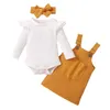 Clothing Sets Born Baby Girl Boy Coming Home Outfit Rib Knit T-Shirt Tops Shorts Romper Clothes Adjustable Straps Bodysuit