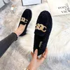 Sıradan Ayakkabı Kış Kırık Yün Kadın Peluş Kürk Flats Pamuk Loafers Bayanlar Marka Kristal Zinciri Moccasin Femme Kuzu Sneaker