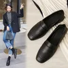 Casual schoenen korte mocassins vierkant teen ondiepe vrouwen comfortabel alle match flats vast lederen dames slijtvaste loafers schoeisel schoeisel