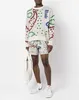 RHude Letter Cashew Blumenwolle Jacquard Casual Capris American High Street Fog Modemarke Loose Draw String Shorts