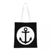 Sacs à provisions Stripes nautiques personnalisées et arme rouge Sac Femmes Femmes durables Épicerie Sailing Sailor