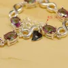 Bangles Beautiful Rainbow Mystic Fire Cz Bracelet Solid Genuine Sterling Sier Jewelry for Women Free Gifts Box&shipping