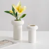 Vaser nordiska vita enkla keramiska hemdekoration med torkade blommor färskt vardagsrum bordsskiva