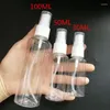 Botellas de almacenamiento 1pcs 30/50/100ml Atomizador de perfume Botella de spray vacío Plástico transparente recargable para un lavado de mano de viaje protable