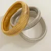 Bangle peri'sbox elastisch roestvrij staal dik metaal punk armband dames 18K vergulde bedel 8/10/12/20/16 mm op maat