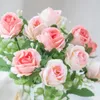 Decorative Flowers 30cm 5 Fork 10 Heads Small Bud Rose Silk Bouquet Artificial For Wedding Home Windowsill Decor Indoor Accessory Scrapbook