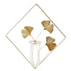 Vases For Creative Wall Hanging Plants Vase With Metal Ginkgo Leaf Frame Stand Geometric Glass Test Tube Hydroponic Home Drop