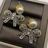 New Luxury M brand Designer earrings 18k gold pearl Bow pendant Earrings for women Earring ear rings jewelry gift