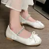 Big Size Rhinestones Lolita Ladies Ballet Flats Shoes Female Butterfly-Knot Fashion Silk Footwear Women Mary Janes Shoes 240326