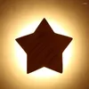 Wall Lamp Wooden Star Nordic Log Cartoon Pentagram Bedroom Night Light For Baby Kids Children's Room Aisle Stairs Sconce Gifts