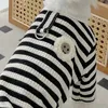 Dog Apparel Striped Autumn/Winter Cardigan Pet Cat Clothes Cute Flower Blossom With Traction Ring Sweater Puppy Dogs