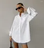 Blouses pour femmes 35% de coton Butte Bouton Femme White Shirt 2024 Spring Work Woman Blouse Vêtements minimalistes Tops à manches longues