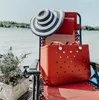 새로운 디자이너 에바 보그 실리콘 비치 대형 토트 고급 에바 플라스틱 해변 가방 핑크 블루 캔디 여성 화장품 가방 PVC 바스켓 여행 보관 가방 야외 핸드백 가방