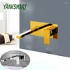 Badkamer wastafel kranen yanksmart luxe gouden gepolijste badbassin muur gemonteerde kraan wassen waskoude mixer tap