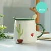 Muggar norra Europa ins kaktus originalitet keramik kaffe ta med täcksked mjölk cup härlig cappuccino latte frukost koppar