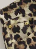 سروال نسائي Trafza 2024 Spring Women Vintage Leopard Print Button Butting Bockets Chic Zipper Long Streetwear Elegant