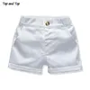 Top and Top Summer Boys Clothing Sets Short Sleeve Striped Cotton T-shirt BlouseShort Pant Kids Boy Gentleman Clothes 2Pcs Suit 240325