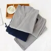 Home Clothing Cotton Japanese Kimono Pajamas Loose Men Trousers Solid Color Casual Service Two-piece Suit Comfortable Sleepwear