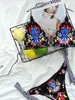 Boho-Stil Frauen drucken Halfter Schnürbikini Set Female Badeanzug Rückenfreier Push-up Badeanzug Badeanzug Strandwege 2 PCs 240322
