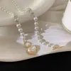 Anhänger Halskette Mode Charm Chain Shell Halskette Frauen Imitation Barock Perlenperlen Hochzeitskragen Schmuck Geschenk