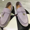 Casual Shoes Unisex Leather Flat Women Loafers Multiple Colour Suede Summer Walking Metal Lock Driving Man Cowhide