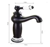 Bathroom Sink Faucets Black Basin Brass Faucet Ceramics Single Handle Deck Mount White Washbasin And Cold Mixer Tap Gold