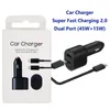 Voor Samsung Car Charger 45W Super snel opladen 2.0 PD 3.0 PPS Dual Port USB Type C voor Galaxy S23 S22 Ultra S24 Note20