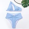 Costumi da bagno femminile set di bikini sexy tagliato a una spalla da bagno a 2 pezzi push up bikinis anello da donna anello collegato al costume da bagno ad alta vita brasiliana