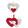Fleurs décoratives 67JB Double couronne de cœur en forme de coeur décorations d'ornement pour la Saint-Valentin