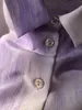 Blouses des femmes 2024 Gente Gradient Lilac Sable Sand Wasted Silk Silk Lone Long Mandes Shirt
