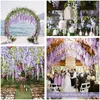 Decoratieve bloemen 110 cm kunstmatige Wisteria Vine slinger nep planten gebladerte rattan bruiloft boog decor voor tuinhuis buitenceremonies