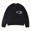 Cole Buxton Dark Green Navy Blue CB Letter lebtked Jacquard Crew Neck Loose Knit Mens Womens Cole Buxton Sweater 240326