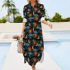 Casual Dresses Stars Sun Moon Chiffon Dress Sexy V Neck Celestial Print Kawaii Womens Aesthetic Birthday Gift