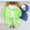 Roupas de roupas Roupas de bebê coreano 2024 Cartão de outono da primavera Cardigan Coats Branco camisetas calças 3pcs