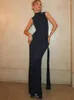 Abiti casual Donne Donne Eleganti Club Party Evening Streetwear BodyCon Black Long Dress 2024 Summer Clothes Wholesale Oggetti per affari