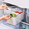 収納ボトル冷蔵庫プラスチックフルーツバスケット野菜新鮮なキープボックス排水容器付きキッチンツールオーガナイザー