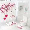 Rougeons de douche Pétales de rose rideau imprimé amour fleurs de salle de bain de salle de bain tapis piédestal flanelle couvercle de toilette sans glissement tapis