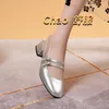 Women Sandals Summer Shoes Woman Flats Double Buckle Mary Janes Patent Leather Dress Back Strap Zapatos Mujer 2023 240322