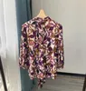 Kvinnors blusar 2024 Spring Women Vintage Silk Printed Scarf Collar Pullover Blus Elegant Lady All Match Half Sleeve Tops Shirt