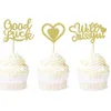 Fournitures de fête 36 Pack Cupcake Toppers with Love Glitter Good Luck Picks Away Away Adieu Retirement Thème DÉCORATIONS DE CAKE