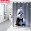 Shower Curtains Cute Snowman Merry Christmas Bathroom Curtain Set Toilet Lid Cover Anti-slip Carpet Bath Mats Rugs Holiday Decor