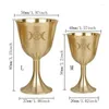 Tazze di tazza di rame santo con tre fasi moon pentagramma ornamento in ottone acqua