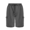 Shorts pour hommes décontractés grande taille plusieurs poches pantalon de cargaison gymnase coulant courte couleur solide sportives quotidiennes